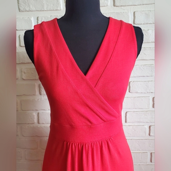 NWT NEW Lands End Sleeveless Pima Jersey Knit Maxi Dress Red Orange Size XS - Picture 7 of 12